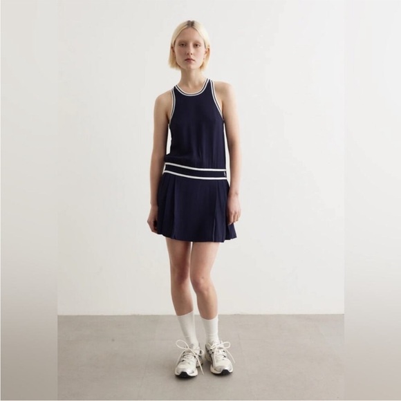 Sporty & Rich Phoebe Mini Dress Pleated Athleisure Preppy Activewear Size S NWT - Picture 2 of 9